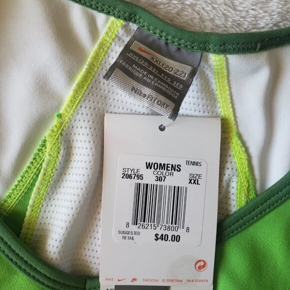 NIKE Women's Dri-Fit Tennis Tank - Lime Green/Green/White - XXL - Picture 5 of 5